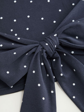 Boat Neck Polka Dot Batwing Sleeve Oversized Tee