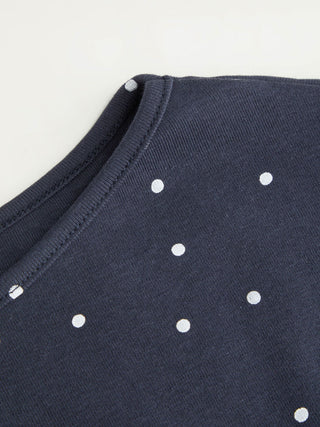 Boat Neck Polka Dot Batwing Sleeve Oversized Tee