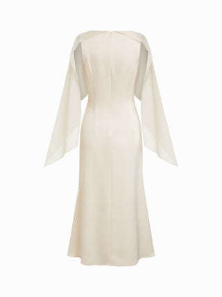 Cloak Sleeve Wrap Mermaid Maxi Dress