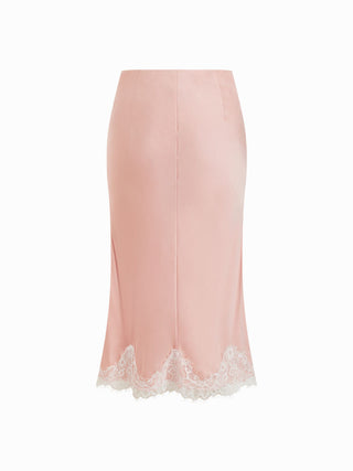 Satin Sleeveless Top and Lace Trim Maxi Skirt Set