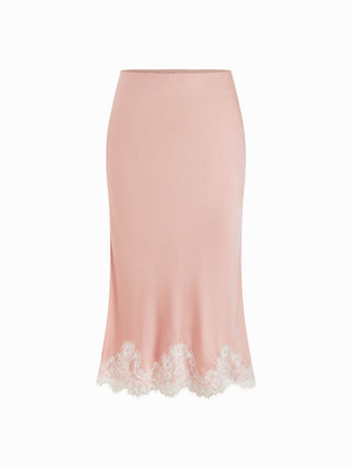 Satin Sleeveless Top and Lace Trim Maxi Skirt Set
