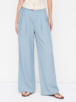 Crossover Waistband Linen Trouser