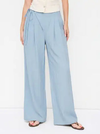 Crossover Waistband Linen Trouser