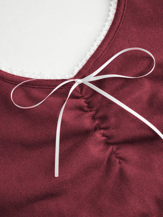 Cotton-blend Halter Neck Ruched Front Cami Top