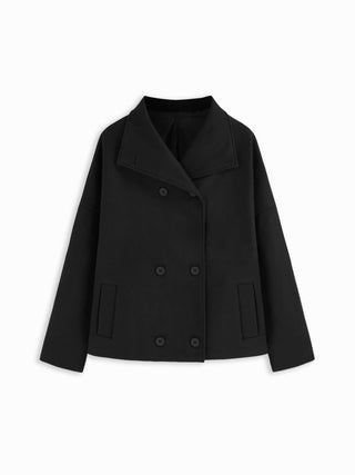 Wool-look High Neck Double Breasted Oversized Jacket