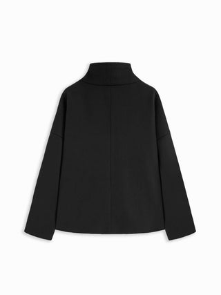 Wool-look High Neck Double Breasted Oversized Jacket