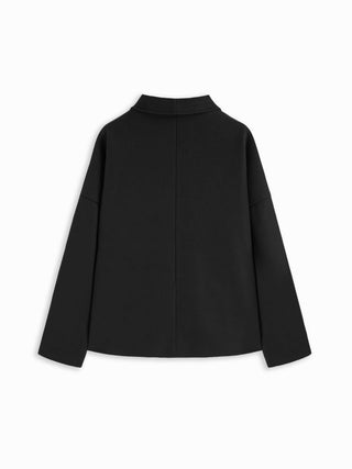 Wool-look High Neck Double Breasted Oversized Jacket