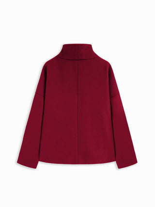 Wool-look High Neck Double Breasted Oversized Jacket