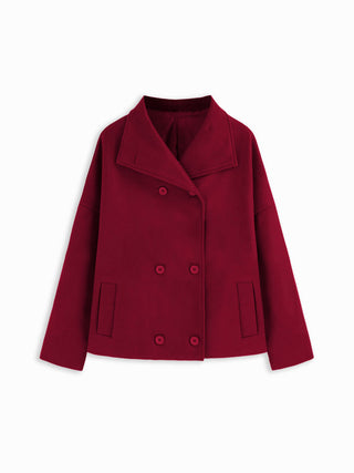 Wool-look High Neck Double Breasted Oversized Jacket