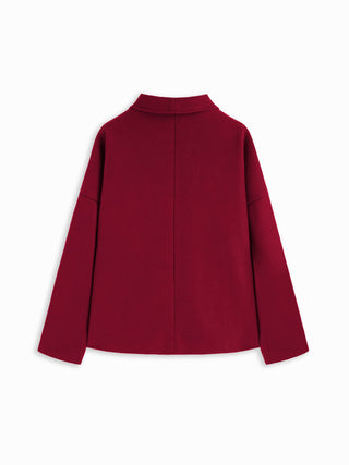 Wool-look High Neck Double Breasted Oversized Jacket