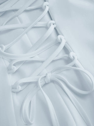 Square Neck Short Sleeve Wrap A-line Maxi Dress