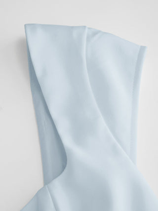 Square Neck Short Sleeve Wrap A-line Maxi Dress