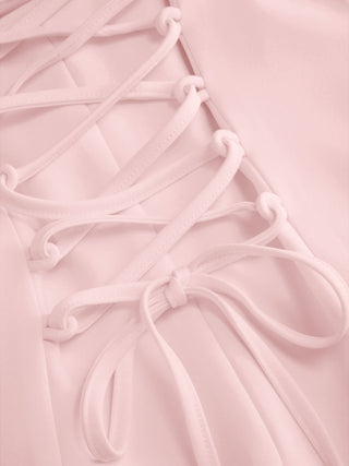 Square Neck Short Sleeve Wrap A-line Maxi Dress