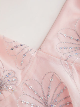 Sequins Floral Embroidery V-Neck Asymmetrical Hem Cami Top
