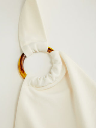 Halter Neckline O-Ring Ruched Draped Top