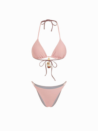 Halter Shell Beaded Bikini with Sarong