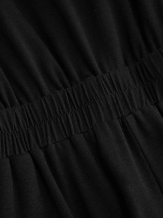 Cotton-blend Boat Neck Short Sleeve Mid Rise Jogger Jumpsuit