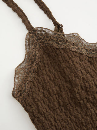 V-neck Smocked Lace-Trim Cami Top