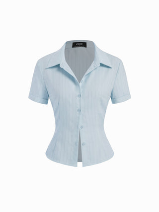 Polo Collar Texture Button Up Shirt