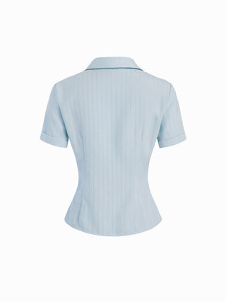 Polo Collar Texture Button Up Shirt