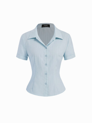 Polo Collar Texture Button Up Shirt