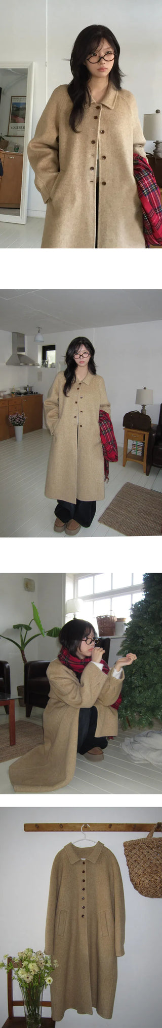 Inquiry rush handmade pintuck 100% wool coat - 2 colors