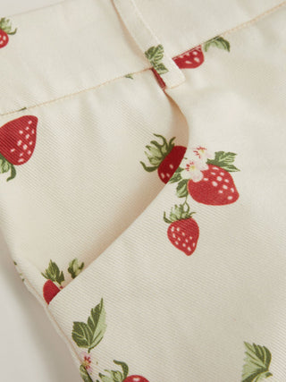 100% Cotton Mid Rise Strawberry Graphic Micro Shorts