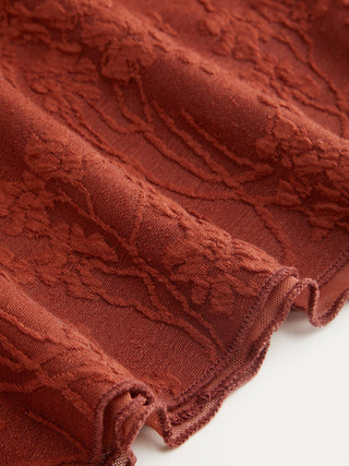 Floral Jacquard Lace Halter Neckline Ring Detail Tank Top