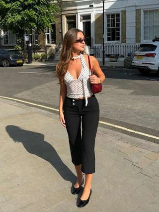 Low Rise Metal Button Straight Leg Capris