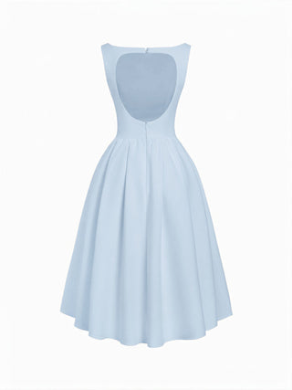 Boat Neck Backless Flared Maxi Dress