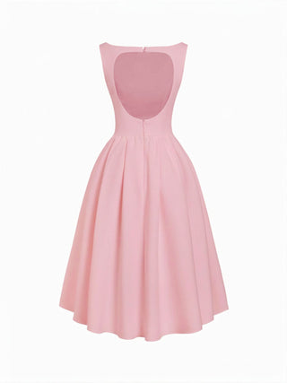 Boat Neck Backless Flared Maxi Dress