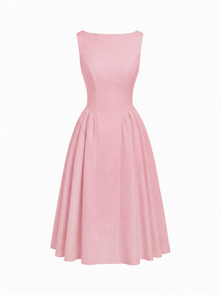 Boat Neck Backless Flared Maxi Dress