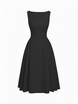 Boat Neck Backless Flared Maxi Dress