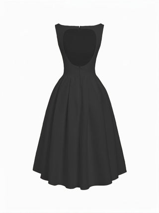 Boat Neck Backless Flared Maxi Dress