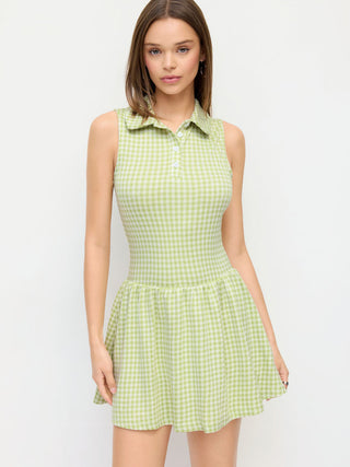 Gingham Polo Neck A-line Mini Dress