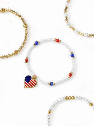 4PCS COUNTRY FLAG & HEART BEADED BRACELET SET