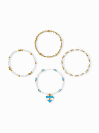 4PCS COUNTRY FLAG & HEART BEADED BRACELET SET