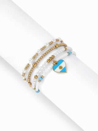 4PCS COUNTRY FLAG & HEART BEADED BRACELET SET