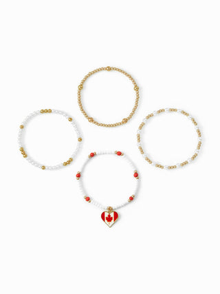 4PCS COUNTRY FLAG & HEART BEADED BRACELET SET
