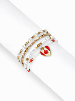 4PCS COUNTRY FLAG & HEART BEADED BRACELET SET
