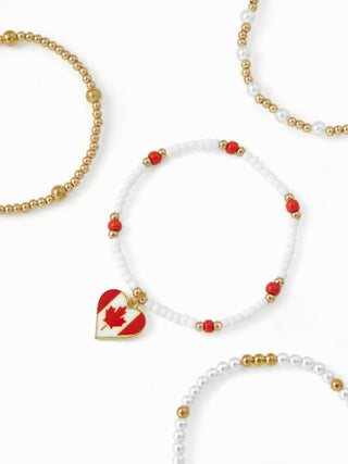 4PCS COUNTRY FLAG & HEART BEADED BRACELET SET