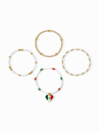 4PCS COUNTRY FLAG & HEART BEADED BRACELET SET