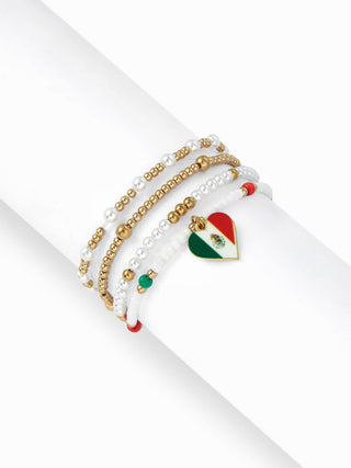 4PCS COUNTRY FLAG & HEART BEADED BRACELET SET