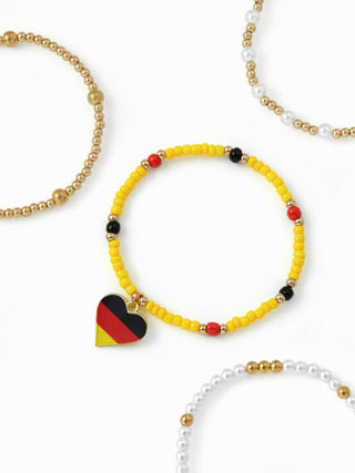 4PCS COUNTRY FLAG & HEART BEADED BRACELET SET