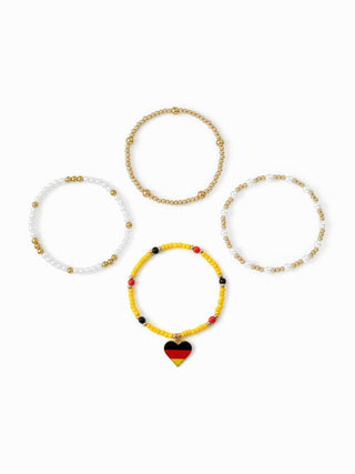 4PCS COUNTRY FLAG & HEART BEADED BRACELET SET