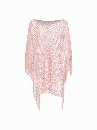 KNITTED FRINGED CAPE