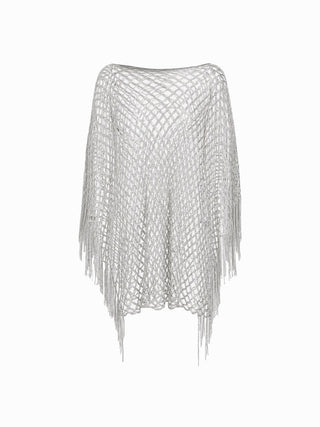 KNITTED FRINGED CAPE