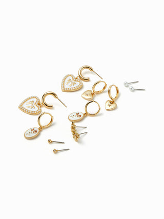 6 PAIRS BOWKNOT & HEART EARRINGS SET