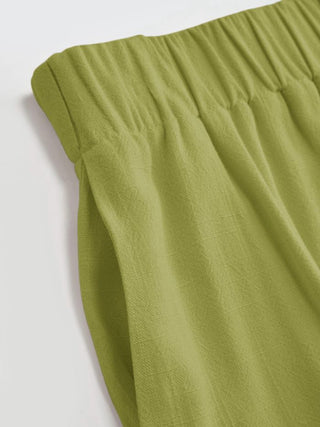 Linen-blend Asymmetrical Cami Top & Mid Rise Wide Leg Oversized Trousers Set