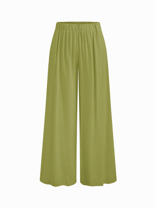 Linen-blend Asymmetrical Cami Top & Mid Rise Wide Leg Oversized Trousers Set